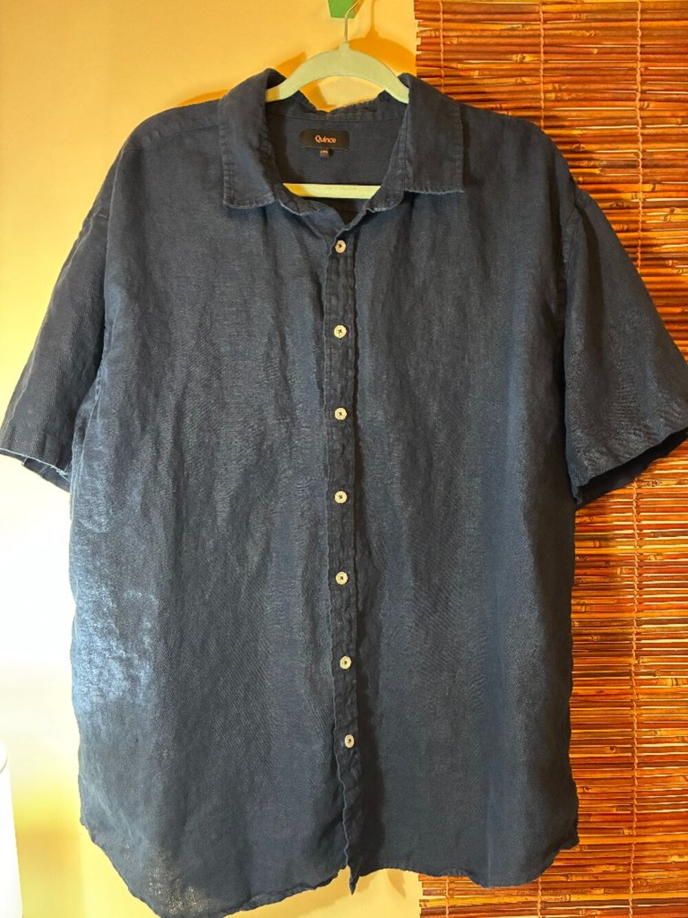 • Quince Navy Blue European Linen Relaxed Shirt Short Sleeve Men XXL